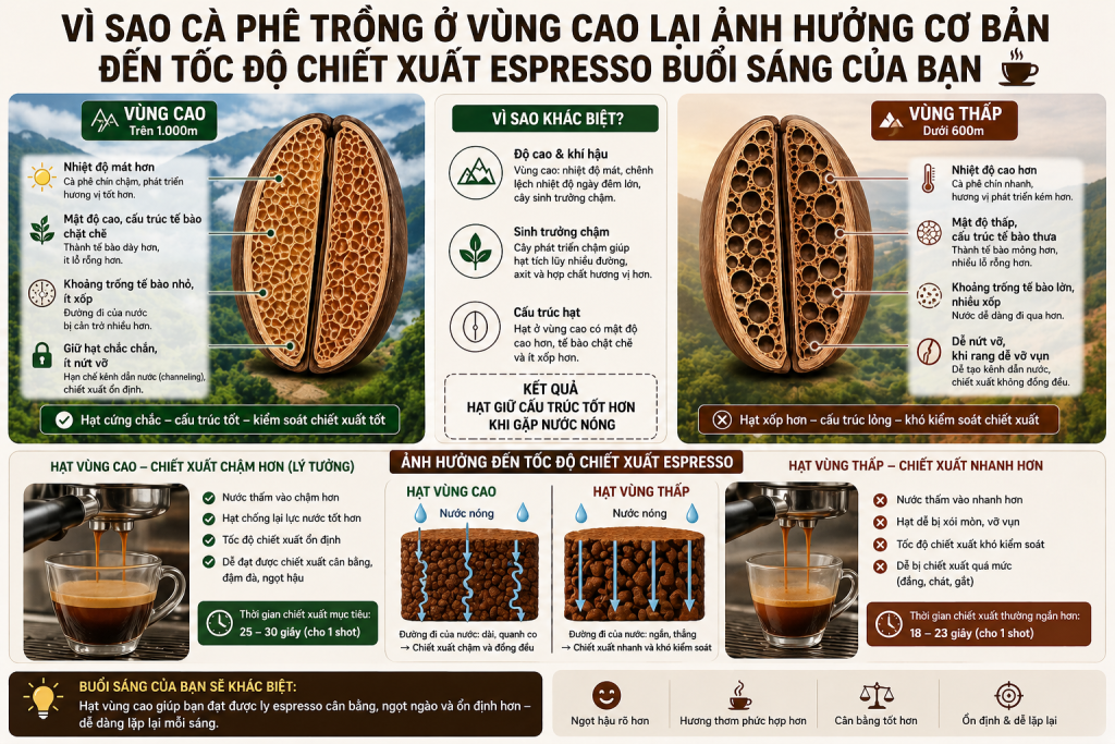 Tác động của độ cao canh tác đối với động lực học chiết xuất Espresso – Ảnh 1 | True Cafe (truecafe.vn)
