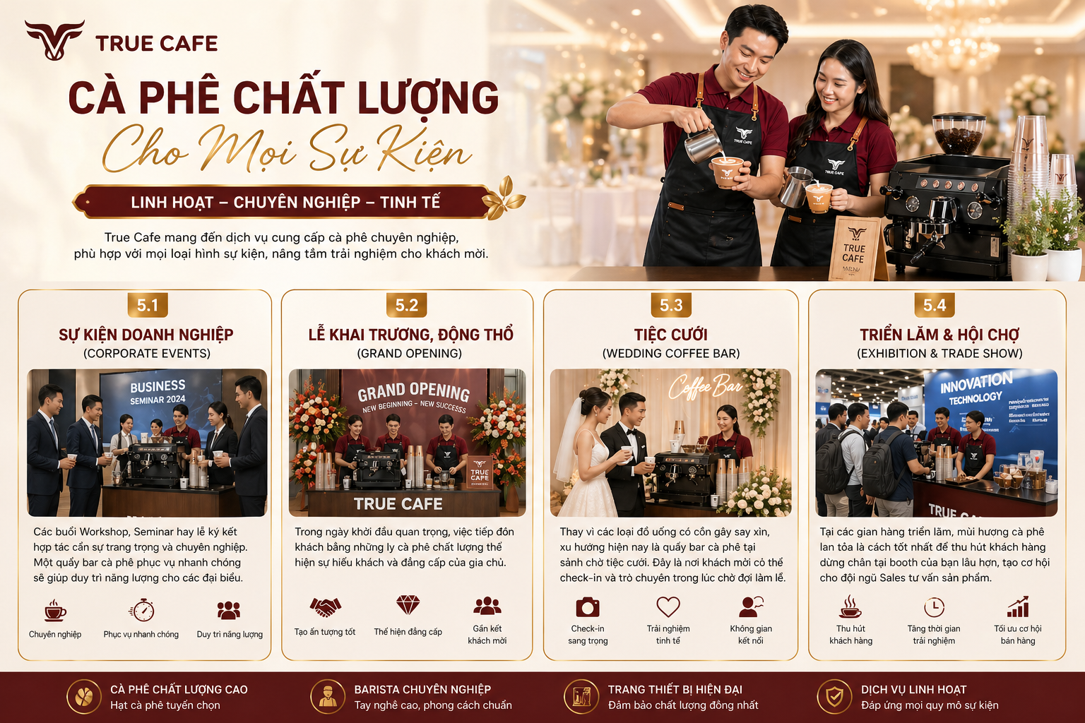 Bốn loại hình sự kiện True Cafe phục vụ