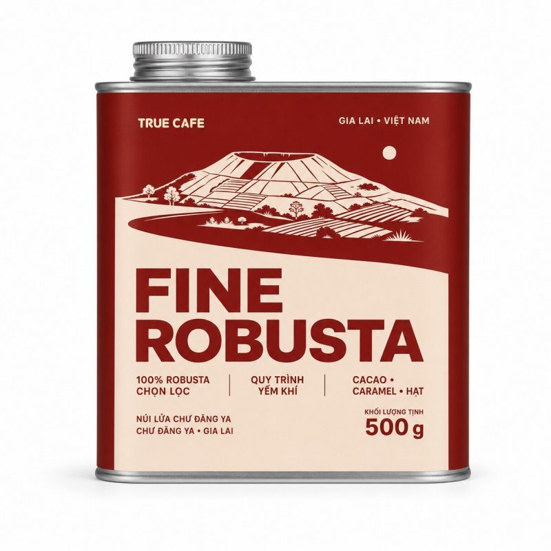 Lon cà phê Fine Robusta True Cafe in hình núi lửa Chư Đăng Ya, Gia Lai