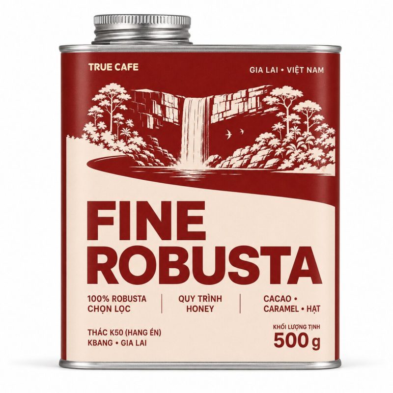 Lon cà phê Fine Robusta True Cafe in hình thác K50 Hang Én, Kbang, Gia Lai