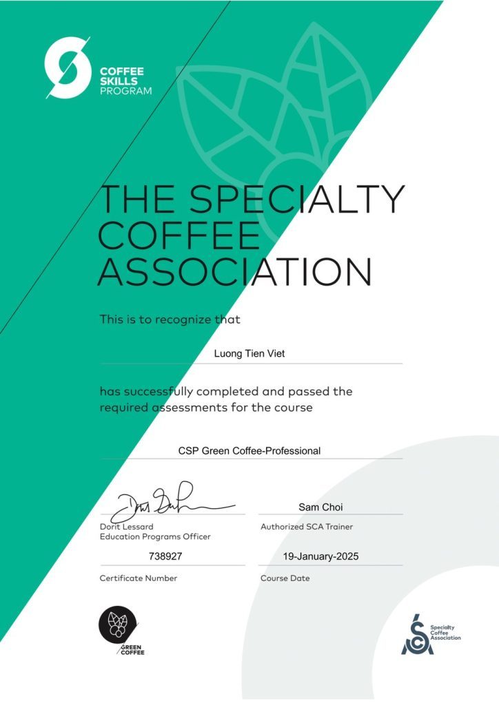CSP Green Coffee — Professional — Specialty Coffee Association (SCA)