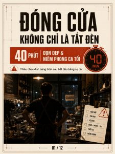 Quy trình đóng ca quán cà phê — checklist 40 phút