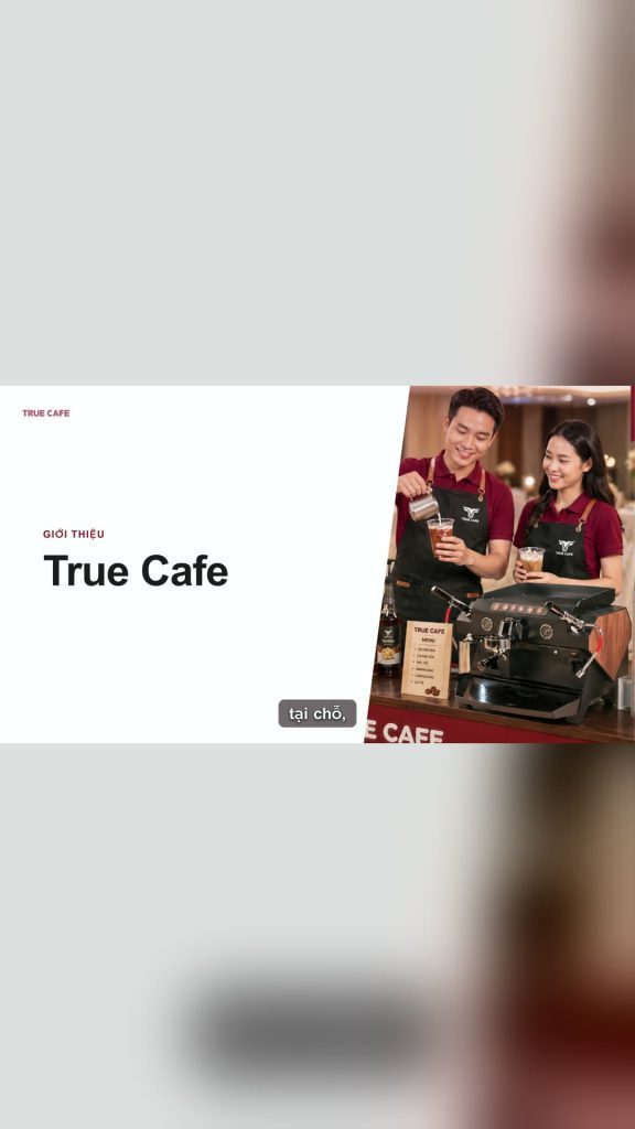 Barista True Cafe pha chế tại quầy cà phê sự kiện bên máy pha espresso